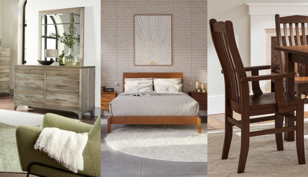 Oak furniture in modern styles for bedroom and dining rooms